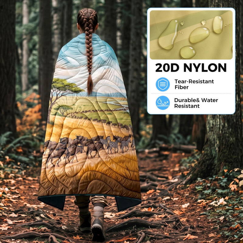 Load image into Gallery viewer, KingCamp SMART 150 XL Ultralight Camping Blanket – Packable, Wearable &amp; Water-Repellent for Outdoor &amp; Stadium Use Savan
