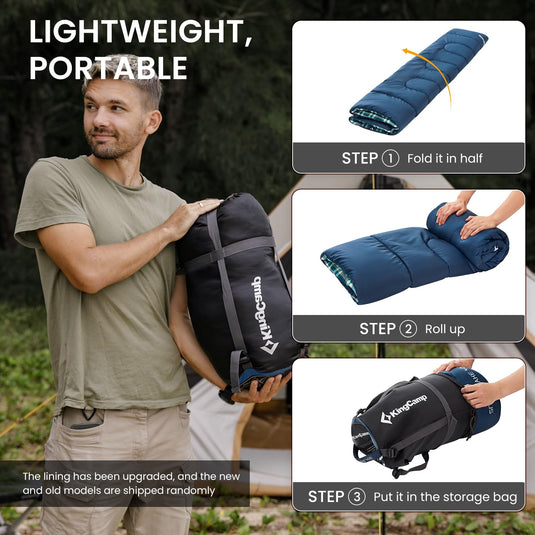 KingCamp SNOWFLAKE 400 Cold Weather Sleeping Bag for Adults - 4-Season, Wide, Waterproof, Converts to Double