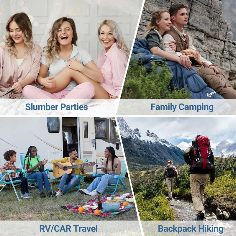 Load image into Gallery viewer, KingCamp SNOWFLAKE 400 Versatile All-Season Sleeping Bag – Wide, Convertible to Double, Flannel Lined for Camping, Hiking, and Outdoor Adventures
