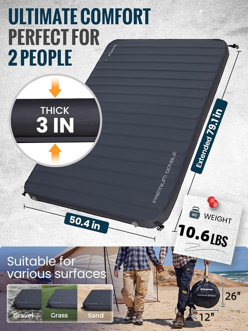 Cargue la imagen en el visor de la galería, KingCamp Self-Inflating Sleeping Pad with 3D Side Walls - R Value 7.9
