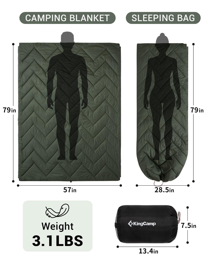 Load image into Gallery viewer, KingCamp Sherpa Sleeping Bag Blanket | 2-in-1 for Camping, Car &amp; Home | Lightweight &amp; Packable
