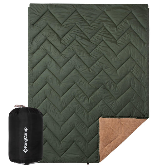 KingCamp Sherpa Sleeping Bag Blanket | 2-in-1 for Camping, Car & Home | Lightweight & Packable Green