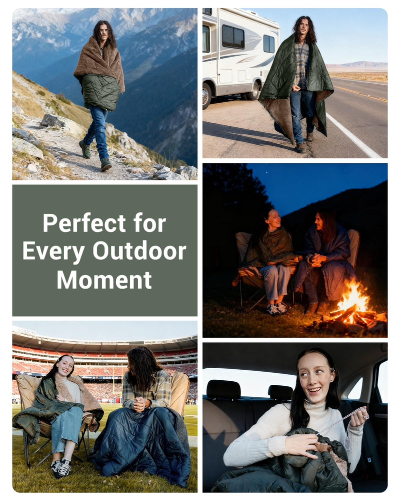 Load image into Gallery viewer, KingCamp Sherpa Sleeping Bag Blanket | 2-in-1 for Camping, Car &amp; Home | Lightweight &amp; Packable
