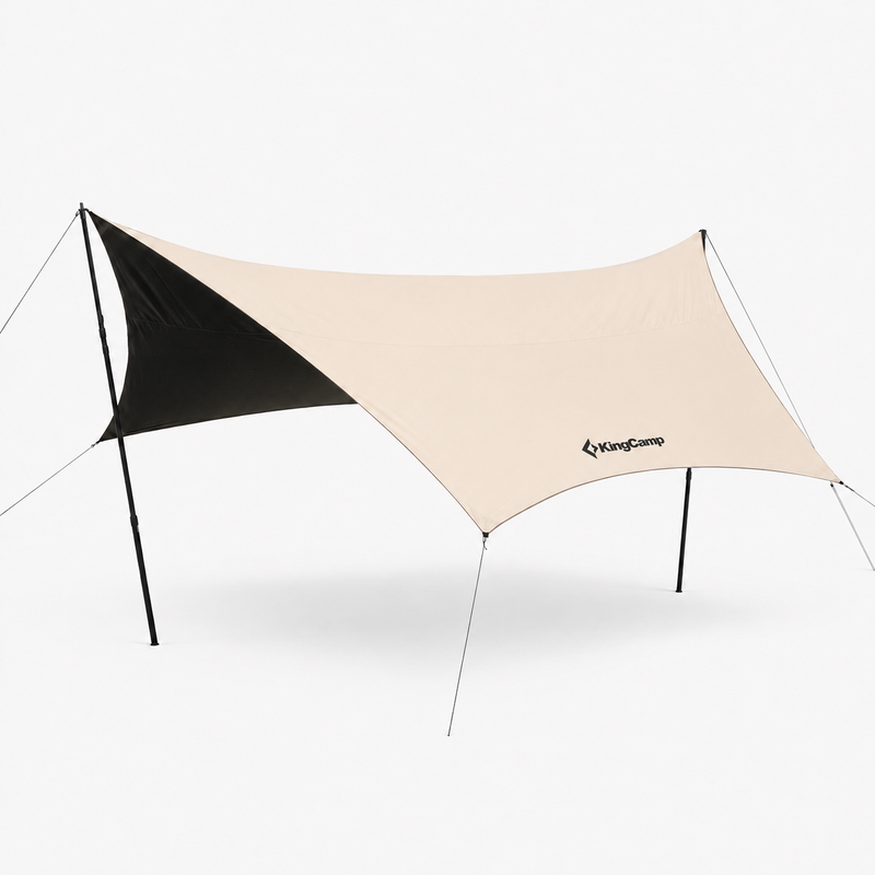 Load image into Gallery viewer, KingCamp Shield Hexa Tarp | 14.4ft x 14.4ft Blackout Sun Shelter with Hexagon Design, 210D Oxford Full Light-Blocking Canopy, PU3000mm Waterproof
