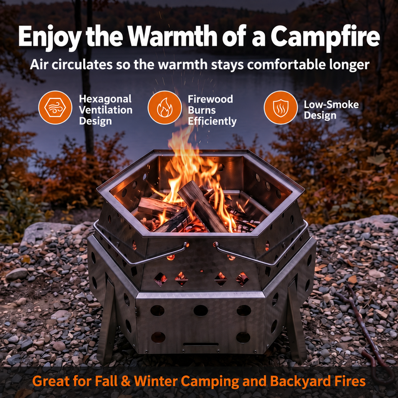 Load image into Gallery viewer, KingCamp Smokeless Fire Pit, 1-Second Setup Collapsible Wood Burning Fire Pit with 304 Stainless Steel Grill Rack, Carry Bag, for Camping, Patio &amp; RV
