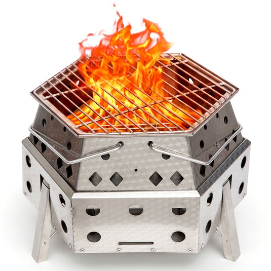 KingCamp Smokeless Fire Pit, 1-Second Setup Collapsible Wood Burning Fire Pit