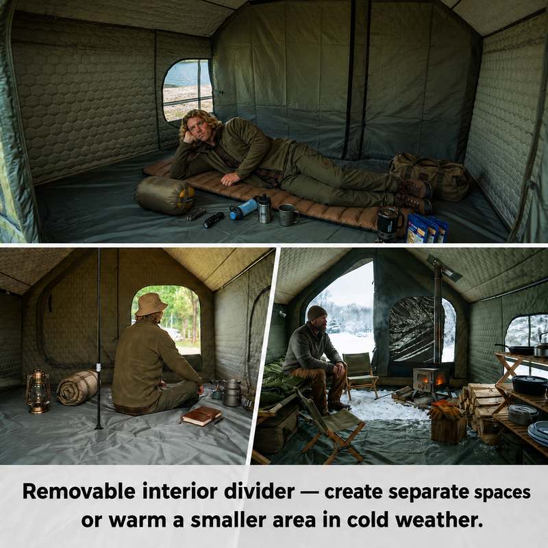 Load image into Gallery viewer, KingCamp SnowHouse 5 Insulated Hot Tent, 5-6 Person 4-Season Winter Camping Tent with Stove Jack, Removable Floor, Divider &amp; Steel Frame
