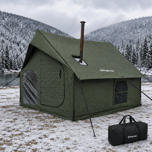 KingCamp SnowHouse 5 Insulated Hot Tent, 5-6 Person 4-Season Winter Camping Tent with Stove Jack, Removable Floor, Divider & Steel Frame - 5-6 Person