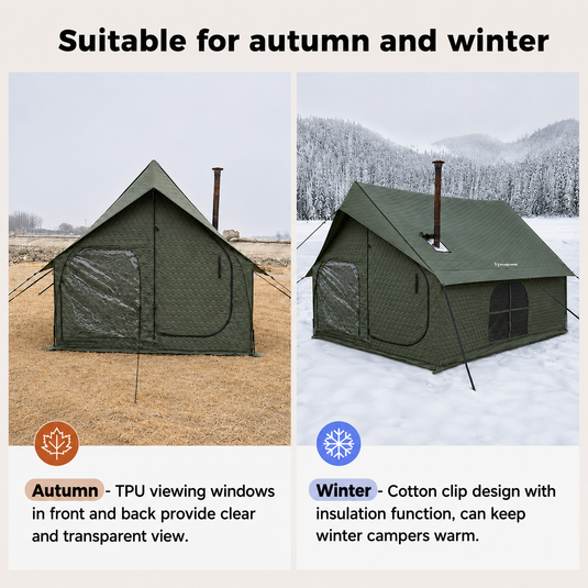 KingCamp SnowHouse 5 Insulated Hot Tent, 5-6 Person 4-Season Winter Camping Tent with Stove Jack, Removable Floor, Divider & Steel Frame