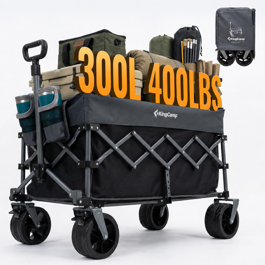 KingCamp TrailMate L7 Heavy Duty Folding Wagon | 300L Large Capacity Compact-Fold Utility Cart with 7