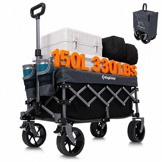 KingCamp TrailMate S6 Compact Folding Wagon | 150L Lightweight Utility Cart with 6