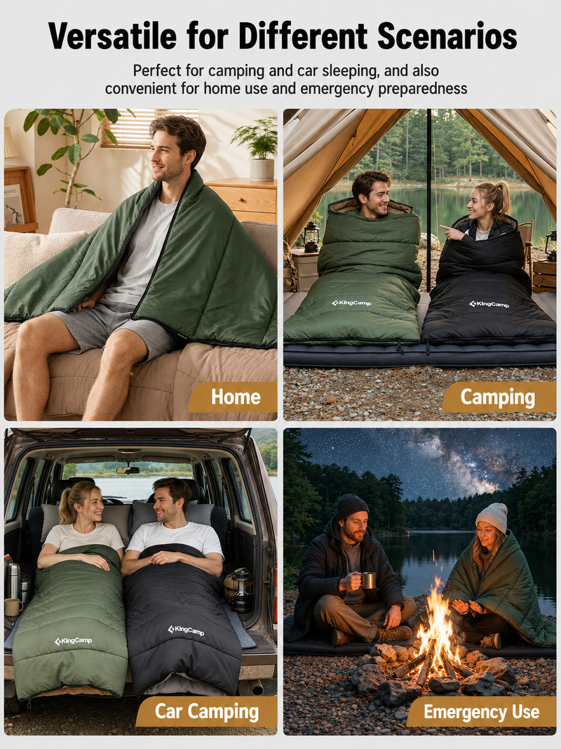 Laden Sie das Bild in Galerie -Viewer, KingCamp Trippy 350 Camping Sleeping Bag, 41°F Comfort Lightweight Rectangular Sleeping Bag, Water-Resistant, Zip-Together Design with Carry Bag
