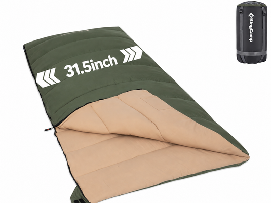 KingCamp Trippy 350 Camping Sleeping Bag, 41°F Comfort Lightweight Rectangular Sleeping Bag, Water-Resistant, Zip-Together Design with Carry Bag