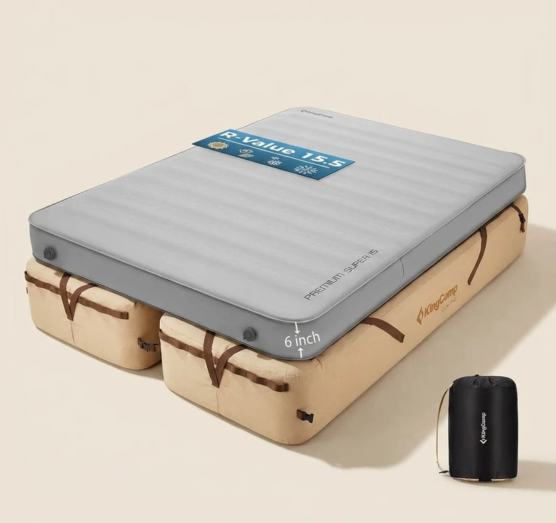 Load image into Gallery viewer, KingCamp Ultimate Winter Camping Sleep Bundle | OAK P10 Elevated Air Bed (2-Pack) + PREMIUM SUPER 15 Double Self-Inflating Pad (R-Value 15.5) | Complete 4-Season Sleep System for Couples &amp; Families
