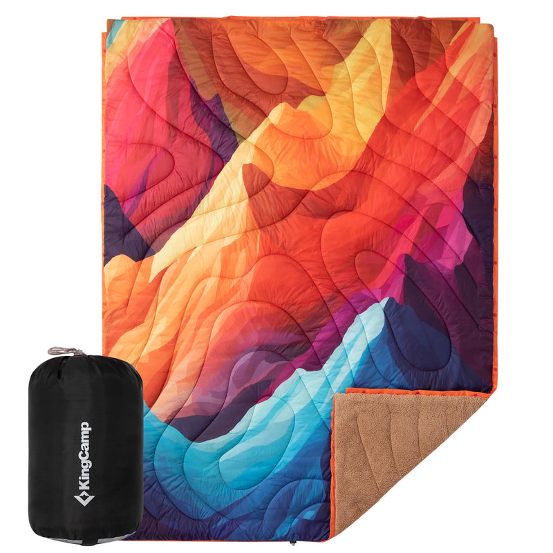 Load image into Gallery viewer, KingCamp Ultralight Camping Blanket, Packable Down Alternative Puffy Printed Wearable Blanket with Snap Buttons &amp; Corner Loops Weatherproof Quilt for Outdoor Travel Stadium
