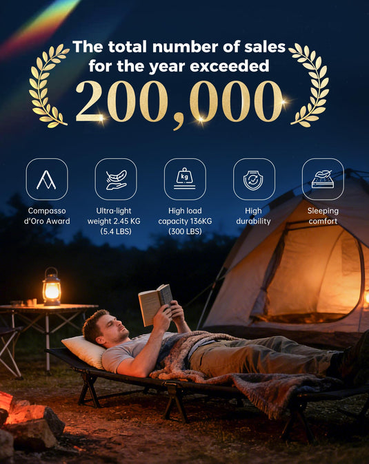 KingCamp Ultralight Folding Camping Cot | 4.9 lbs Lightweight Portable Cot with 7075 Aluminum Frame