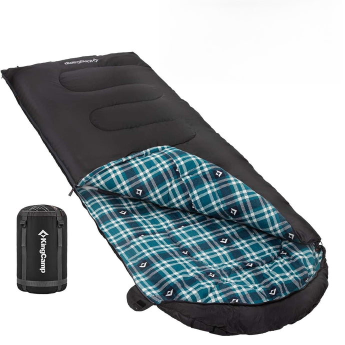 KingCamp Versatile All-Season Sleeping Bag for Adults – 300g Insulated, Waterproof & Extra Wide, Converts to Double with Zipper Link System for Camping, Hiking, Backpacking
