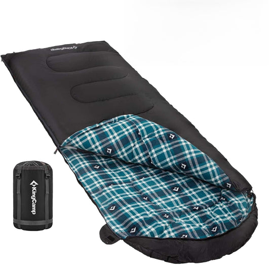 KingCamp Versatile All-Season Sleeping Bag for Adults – 300g Insulated, Waterproof & Extra Wide, Converts to Double with Zipper Link System for Camping, Hiking, Backpacking