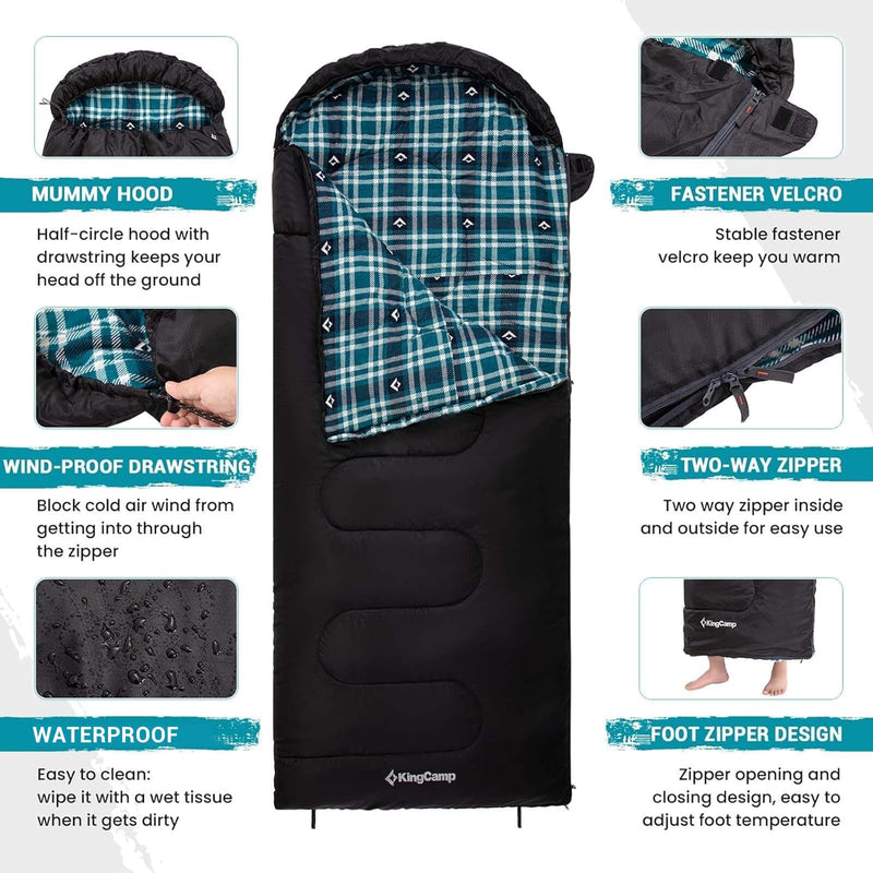 Load image into Gallery viewer, KingCamp Versatile All-Season Sleeping Bag for Adults – 300g Insulated, Waterproof &amp; Extra Wide, Converts to Double with Zipper Link System for Camping, Hiking, Backpacking
