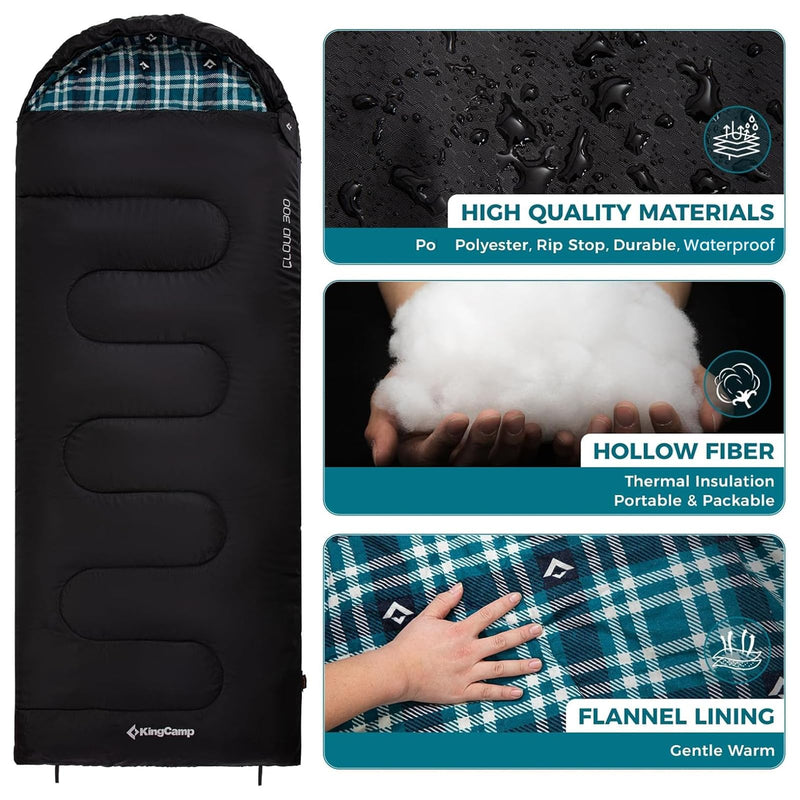 Load image into Gallery viewer, KingCamp Versatile All-Season Sleeping Bag for Adults – 300g Insulated, Waterproof &amp; Extra Wide, Converts to Double with Zipper Link System for Camping, Hiking, Backpacking
