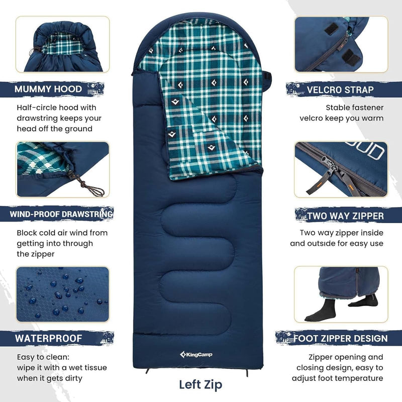 Load image into Gallery viewer, KingCamp Versatile All-Season Sleeping Bag for Adults – 300g Insulated, Waterproof &amp; Extra Wide, Converts to Double with Zipper Link System for Camping, Hiking, Backpacking
