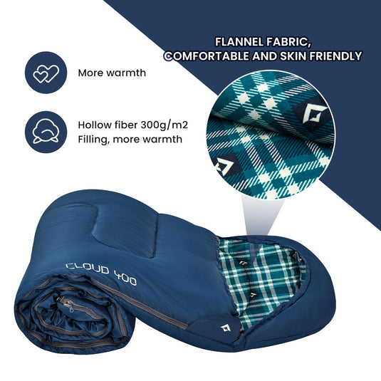 KingCamp Versatile All-Season Sleeping Bag for Adults – 300g Insulated, Waterproof & Extra Wide, Converts to Double with Zipper Link System for Camping, Hiking, Backpacking