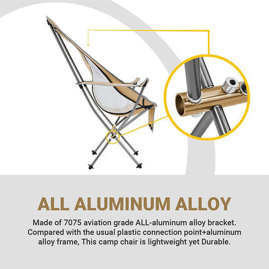 KingCamp CAMELLIA Ultralight High Back Camping Chair Easy to Open and Close