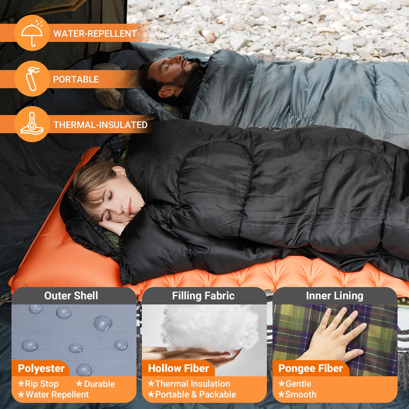 Load image into Gallery viewer, KingCamp SEVAN 250 Sleeping Bag-Envelope With Hood
