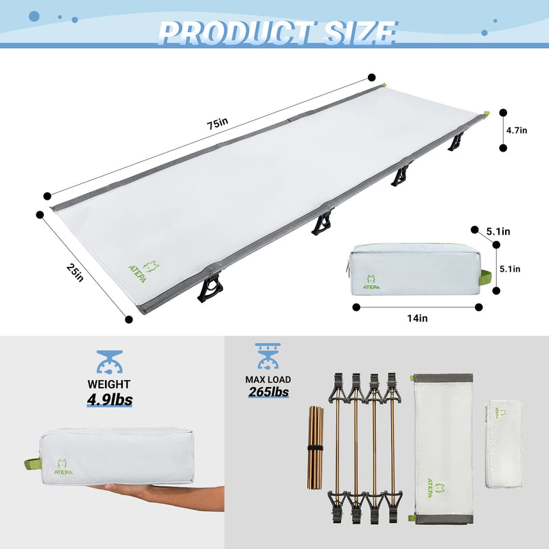 Load image into Gallery viewer, ATEPA Lectulo Ultralight Folding Cot Camping Cot
