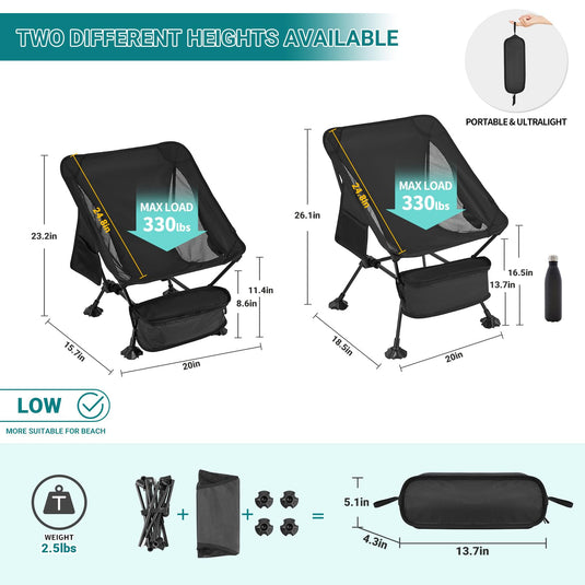 ATEPA Ultralight Square Low Chair Folding Chair