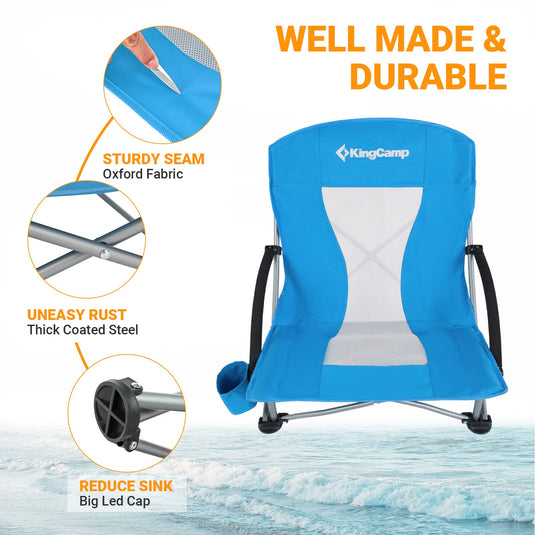 KingCamp Low Back Beach Lightweight Folding Beach Chair Well Made and Durable
