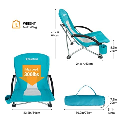 KingCamp Low Back Beach Lightweight Folding Beach Chair Ergonomic Design