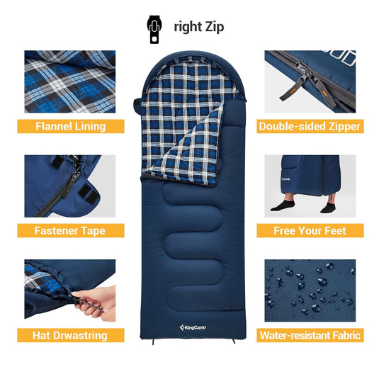 KingCamp CLOUDY 400 Sleeping Bag-Envelope With Hood