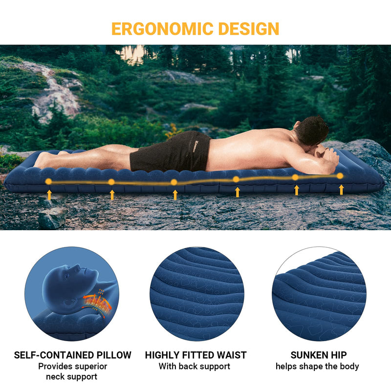 Load image into Gallery viewer, KingCamp Self Inflating Sleeping Pad for Camping with Built-in Pillow
