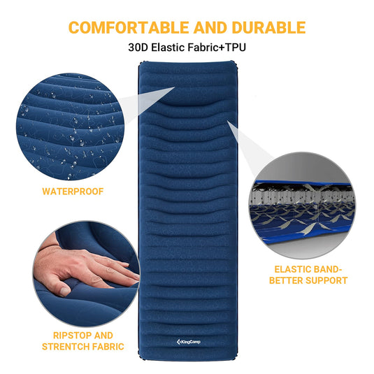 KingCamp Self Inflating Sleeping Pad for Camping with Built-in Pillow