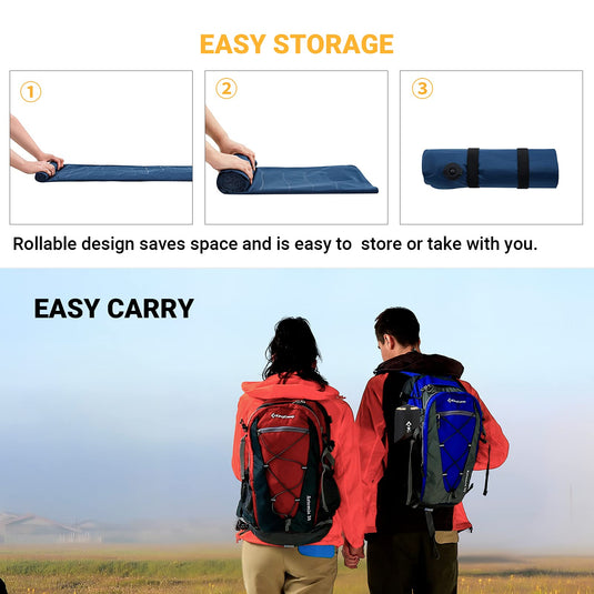 KingCamp Self Inflating Sleeping Pad for Camping with Built-in Pillow