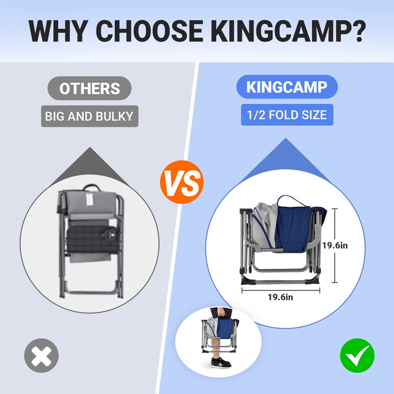 Load image into Gallery viewer, KingCamp Folding Director Chair with Non-slip Feet Navy
