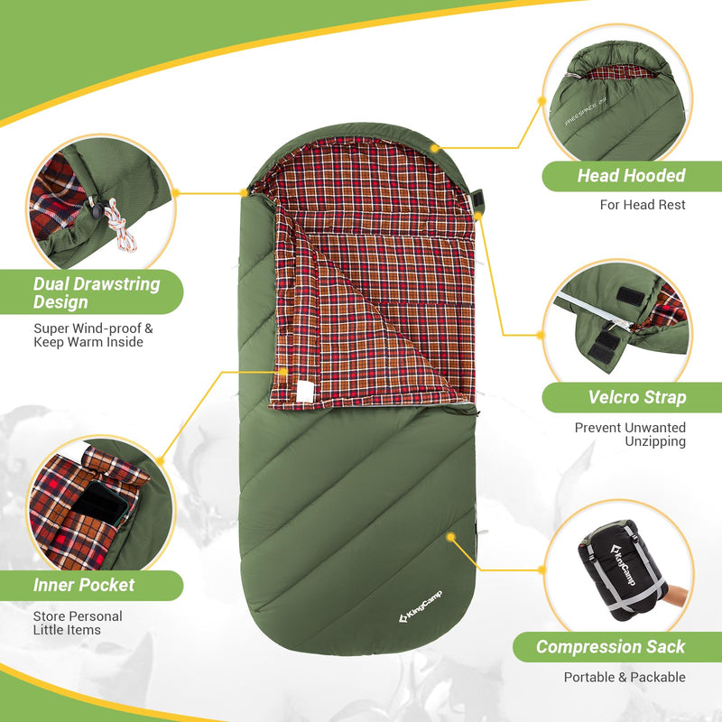 Load image into Gallery viewer, KingCamp FREESPACE 250 3-Season Plus Size Camping Sleeping Bag
