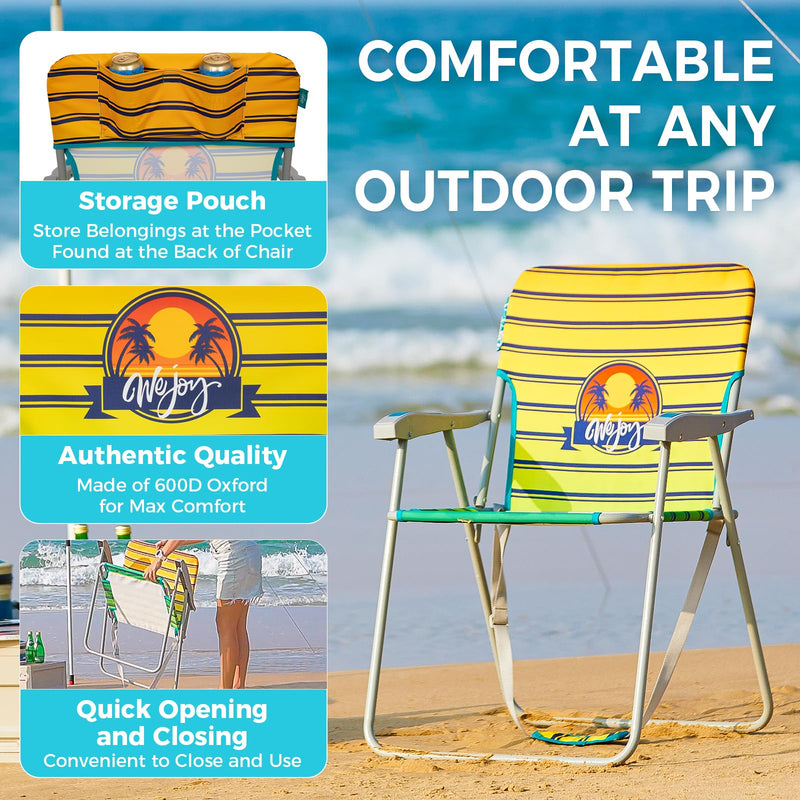 Load image into Gallery viewer, WEJOY High Back Beach Chair with Removeable Padded Cushion
