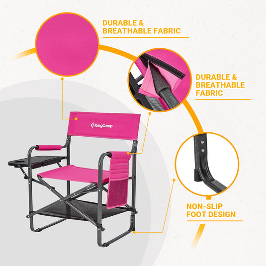 KingCamp Camping Directors Chairs with Side Table and Storage Pockets
