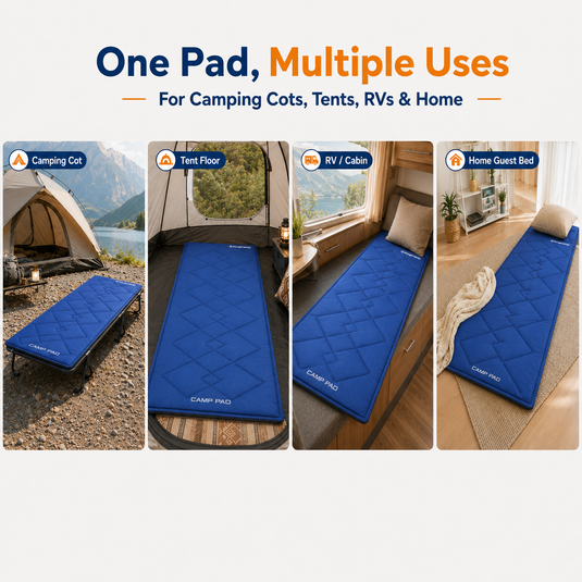 KingCamp CAMP PAD 350 Quilted Camping Cot Pad, Lightweight Padded Sleeping Mat with Elastic Straps, Machine Washable, 75" x 25"