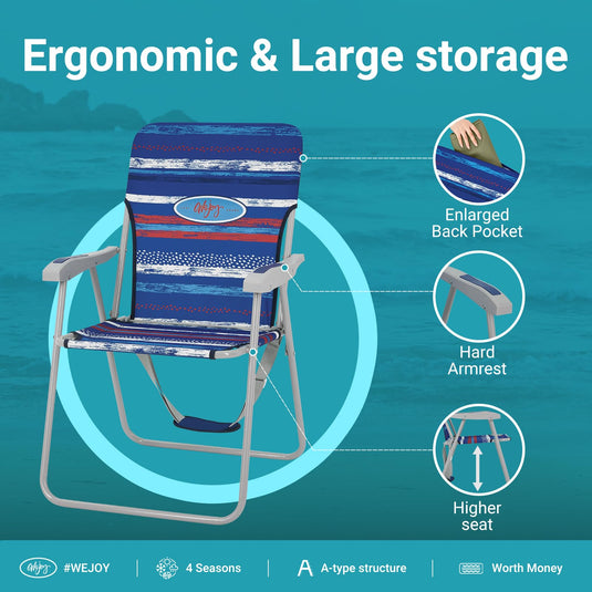 WEJOY Tall Beach Chair Ergonomic and Large Storge