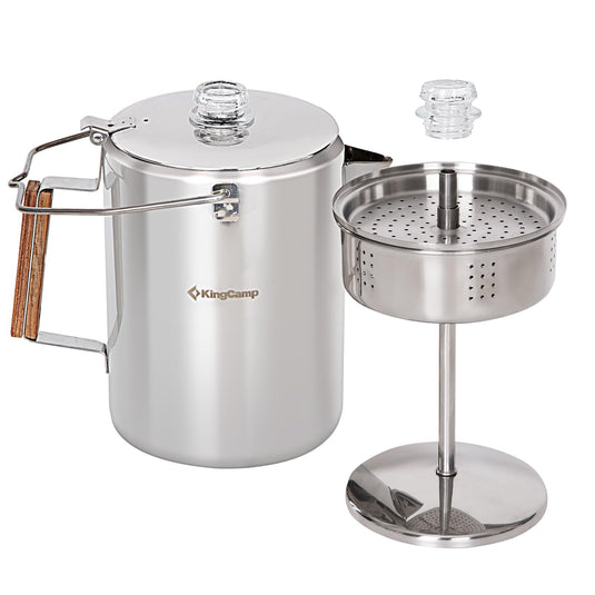 KingCamp Percolator Coffee Pot - 9 Cup & 12 Cup 304 Stainless Steel Campfire Coffee Maker for Outdoor Camping, RV & Backpacking