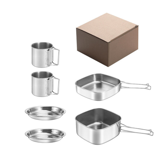 KinWild 6pcs Stainless Steel Camp Cook Set