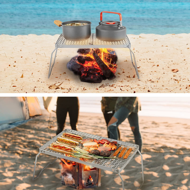 Load image into Gallery viewer, YETO POR-TABLE Campfire Grill Folding Stainless Steel Small Grilled Mesh Table

