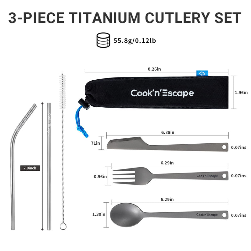 Load image into Gallery viewer, Cook&#39;n&#39;Escape Titanium Tableware Set Camping Cooking Utensils Set
