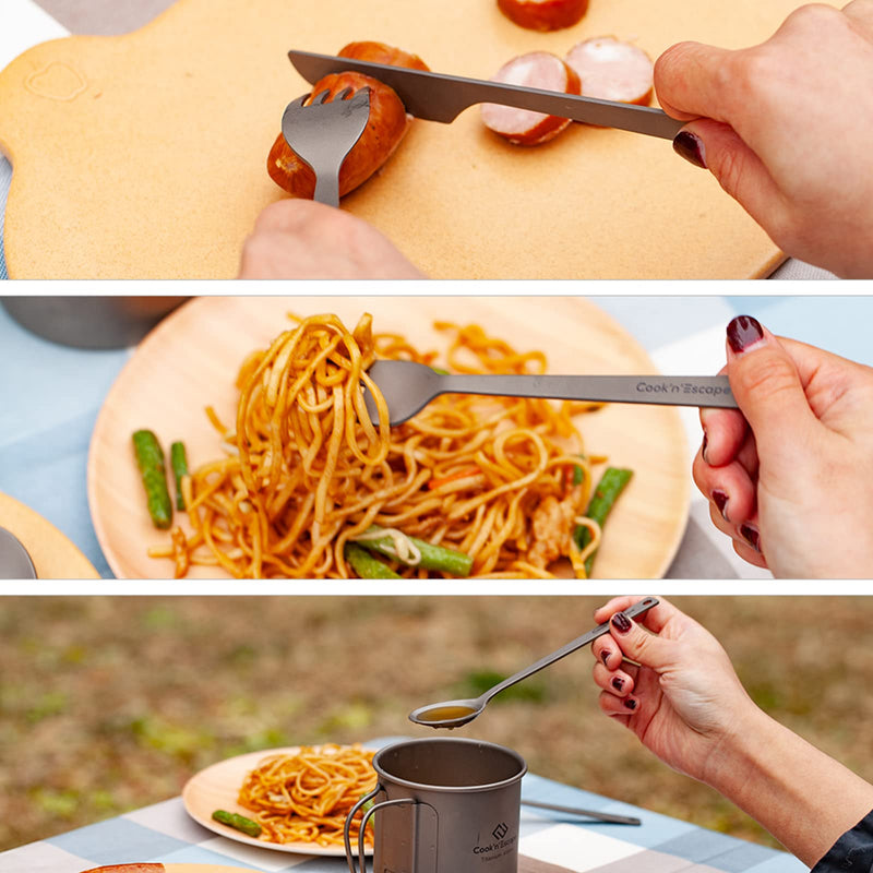 Load image into Gallery viewer, Cook&#39;n&#39;Escape Titanium Tableware Set Camping Cooking Utensils Set
