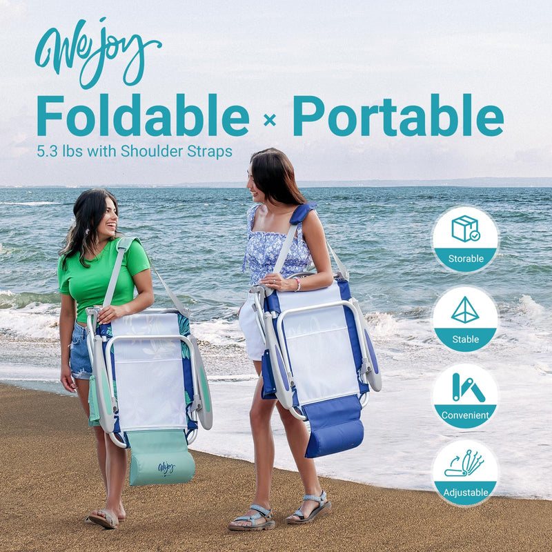 Load image into Gallery viewer, WEJOY Adjustable Beach Chair with Cup Holder and Padded Headrest
