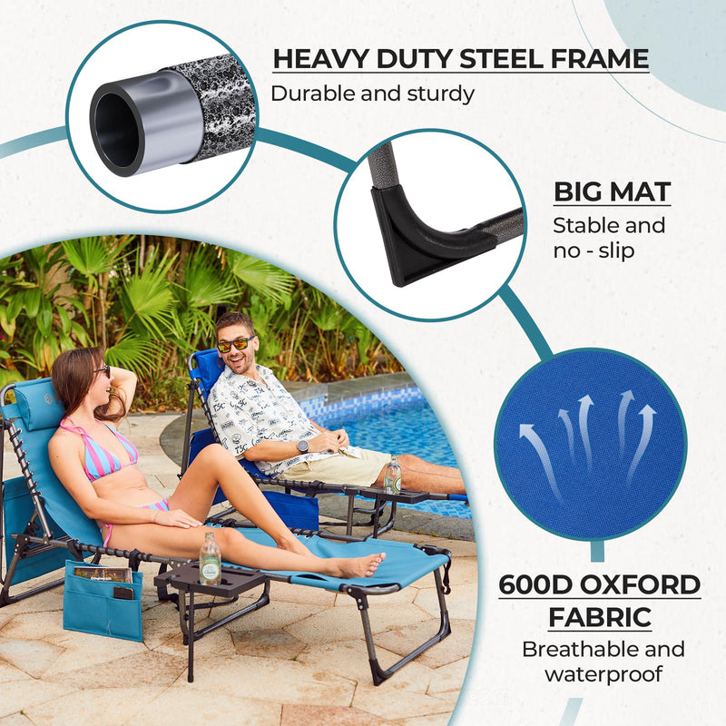 Load image into Gallery viewer, FUNDANGO 4-in-1 Adjustable Tanning Lounge Chair with Heavy Duty Steel Frame
