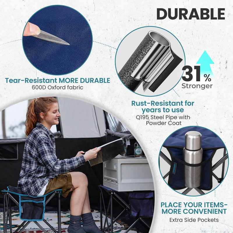 Load image into Gallery viewer, FUNDANGO Oversized Camping Stool – 18.1&quot; Wide Padded Seat, 400lb Capacity, Portable Foldable Stool for Fishing, Travel &amp; Outdoor
